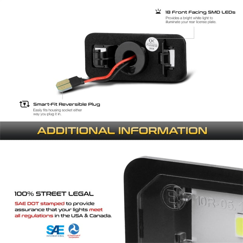 xTune 13-18 Subaru BRZ T10 Connector LED License Plate Bulb Assembly White 5500K LAC-LP-SWRX08 -Pair