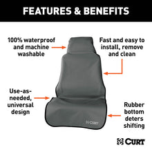 Load image into Gallery viewer, Curt Seat Defender 58in x 23in Removable Waterproof Grey Bucket Seat Cover