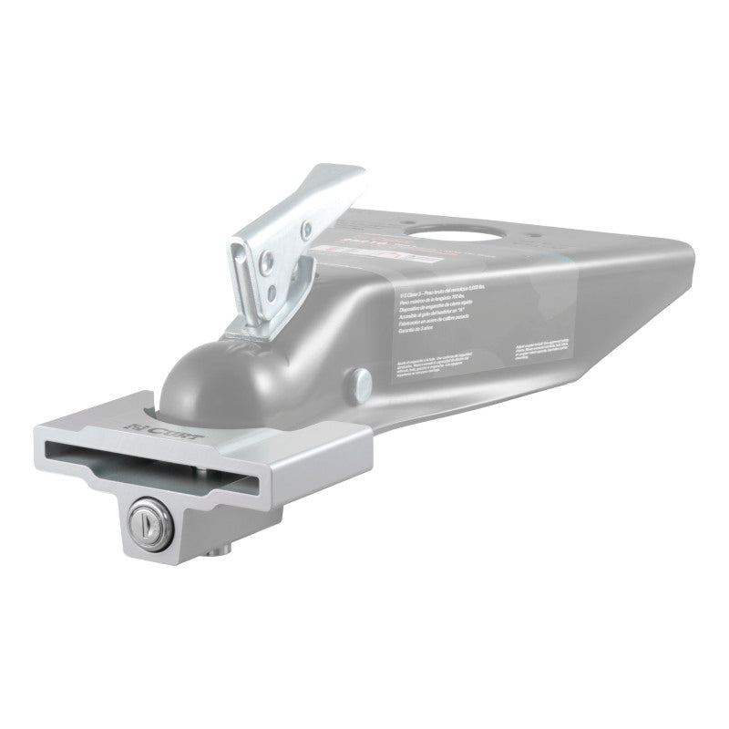 Curt Trailer Coupler Lock for 2in or 2-5/16in Flat Lip Couplers (Grey Aluminum)