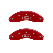 Load image into Gallery viewer, MGP Front set 2 Caliper Covers Engraved Front Oval logo/Ford Red finish silver ch