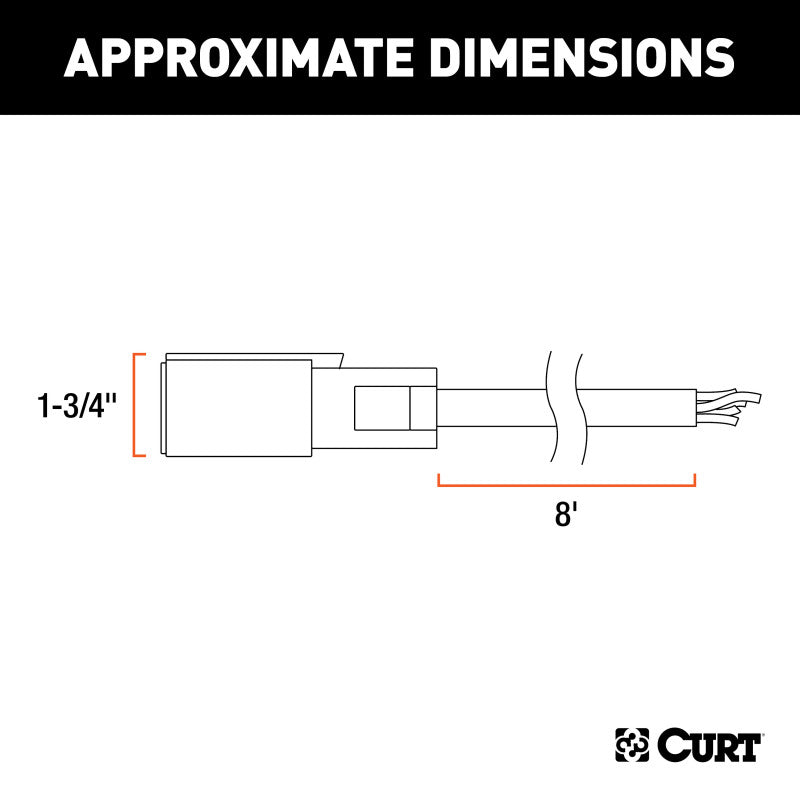 Curt 8ft Replacement 7-Way RV Blade Harness (Trailer Side)