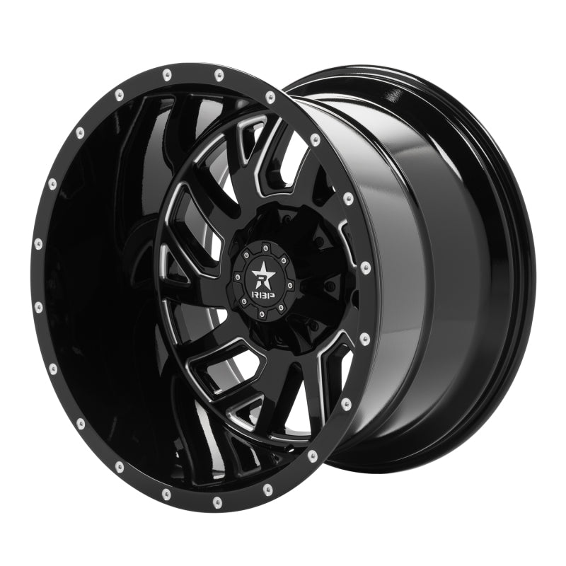 RBP 65R Glock 22x14 8x165.1 BP / 4.5 BS / -76mm Offset 117mm CB Gloss Black w/Machined Grooves Wheel