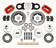 Load image into Gallery viewer, Wilwood Forged Dynalite Front Kit 11.00in Drilled Red 1965-1969 Mustang Disc &amp; Drum Spindle