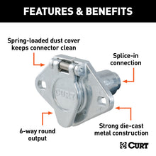 Load image into Gallery viewer, Curt 6-Way Round Connector Socket (Vehicle Side Diecast Metal)