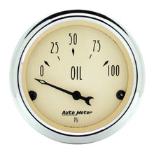 Load image into Gallery viewer, Autometer 2-1/16 inch Electric Oil Pressure 100PSI Antique Beige Gauge