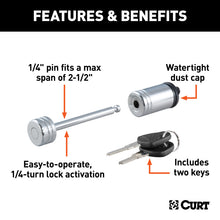 Load image into Gallery viewer, Curt Coupler Lock (1/4in Pin 2-1/2in Latch Span Barbell Chrome)