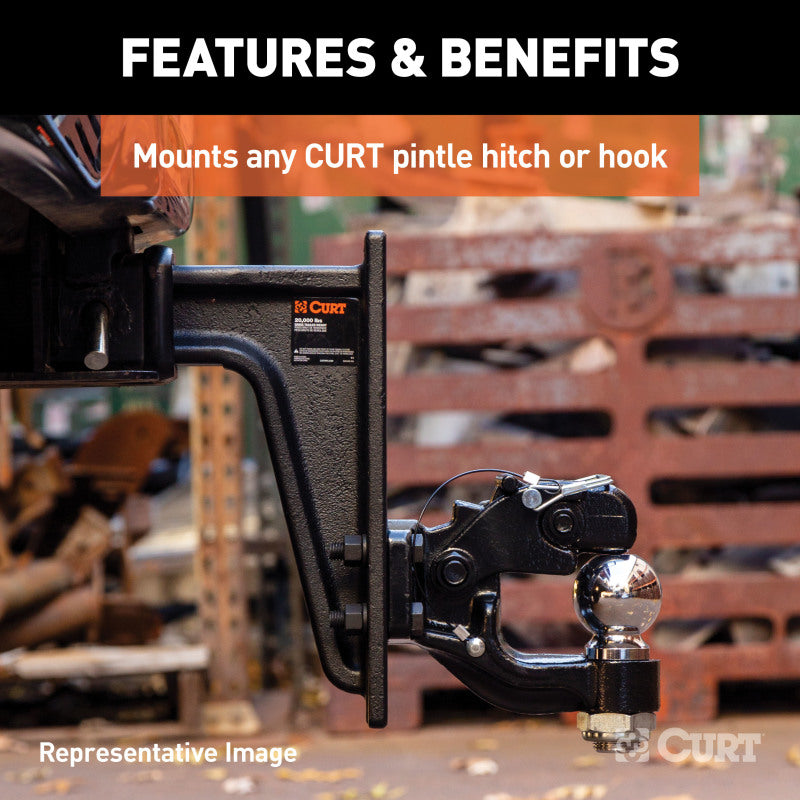 Curt Adjustable Pintle Mount (2-1/2in Shank 20000lbs 7-1/4in High 10-3/4in Long)