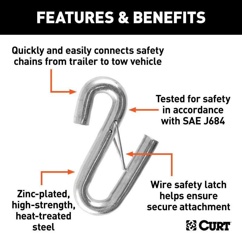 Curt Certified 17/32in Safety Latch S-Hook (7600lbs)