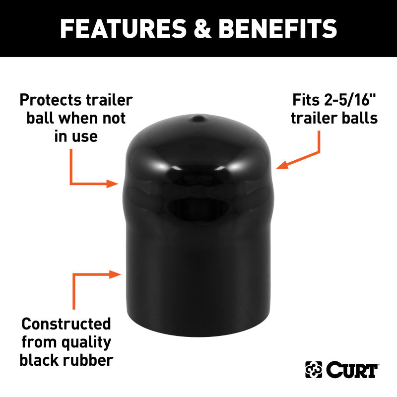 Curt Trailer Ball Cover (Fits 2-5/16in Balls Black Rubber Packaged)