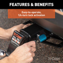 Load image into Gallery viewer, Curt Right-Angle Hitch &amp; Coupler Lock Set (2in Receiver 1in to 3in Latch)