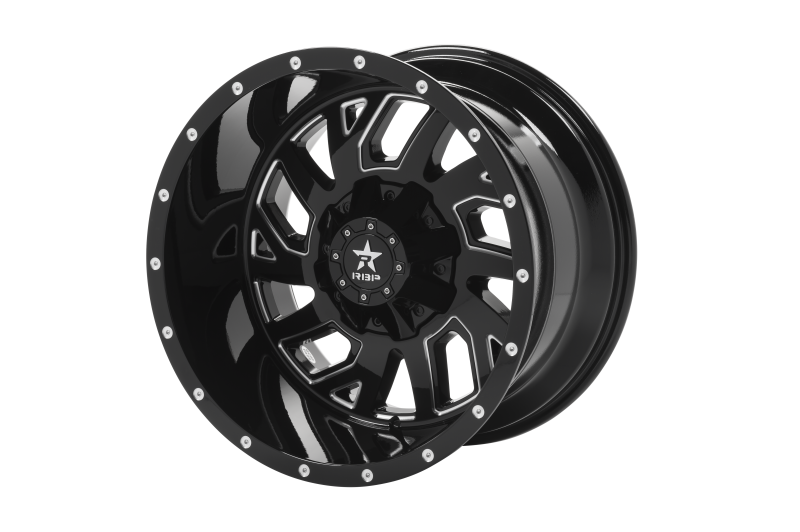 RBP 65R Glock 20x12 8x165.1 BP / 4.75 BS -44mm Offset 121.3mm CB Gloss Black Machined Grooves Wheel
