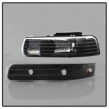 Load image into Gallery viewer, xTune Chevy Tahoe 00-06 Amber Crystal Headlights w/ Bumper Lights Black HD-JH-CSIL99-SET-AM-BK