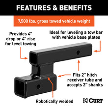 Load image into Gallery viewer, Curt Receiver Hitch Adapter (2in Shank / 4in Drop / 7500 lbs)