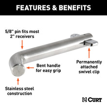 Load image into Gallery viewer, Curt 5/8in Swivel Hitch Pin (2in Receiver Stainless Packaged)