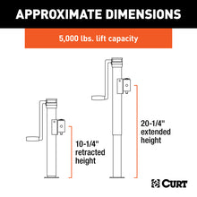 Load image into Gallery viewer, Curt Pipe-Mount Swivel Jack w/Side Handle (5000lbs 10in Travel)