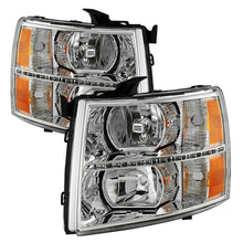 Load image into Gallery viewer, xTune Chevy Silverado 07-13 Crystal Headlights w/ DRL LED Design Black HD-JH-CS07-LED-C
